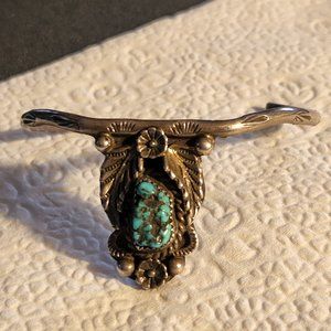 Vintage Native American Sterling Silver Turquoise Cuff Wonderful Design  7 12.4g